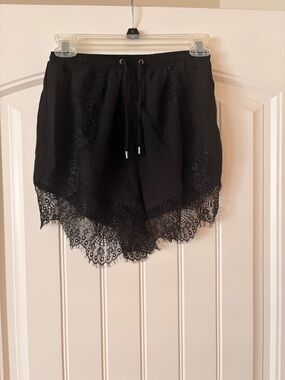 Esther Black Lace Trim Shorts